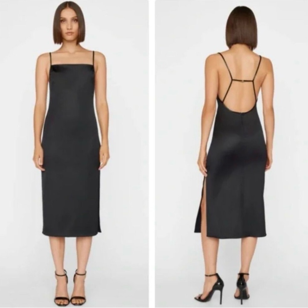 Christian LaCroix Black Beaded Satin Midi
Slip Dress Cowl Neck Tank Dress sz 8
